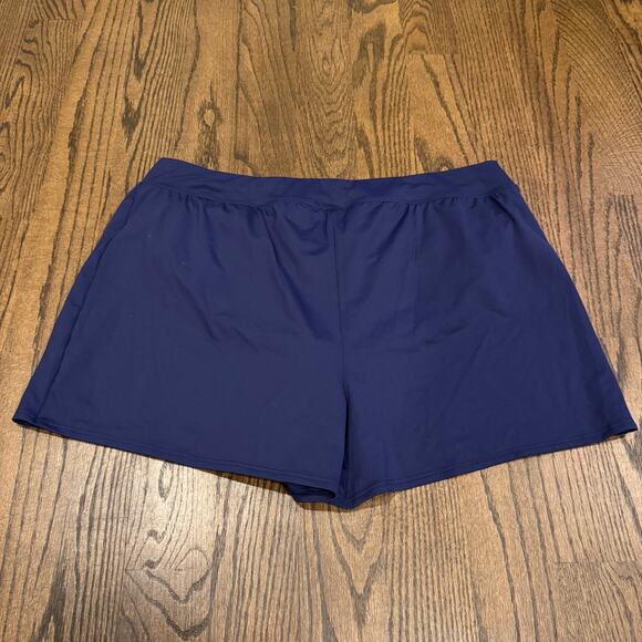 Lands End Women Navy Blue  Swim Suit Shorts Attached Brief Pockets Plus Size 18W - Picture 2 of 7